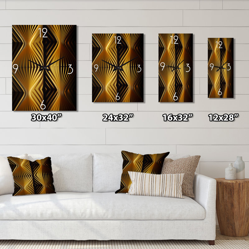 Horloge murale Op-Art Retro Gold, H 32 po x l 16 po x P 1 po