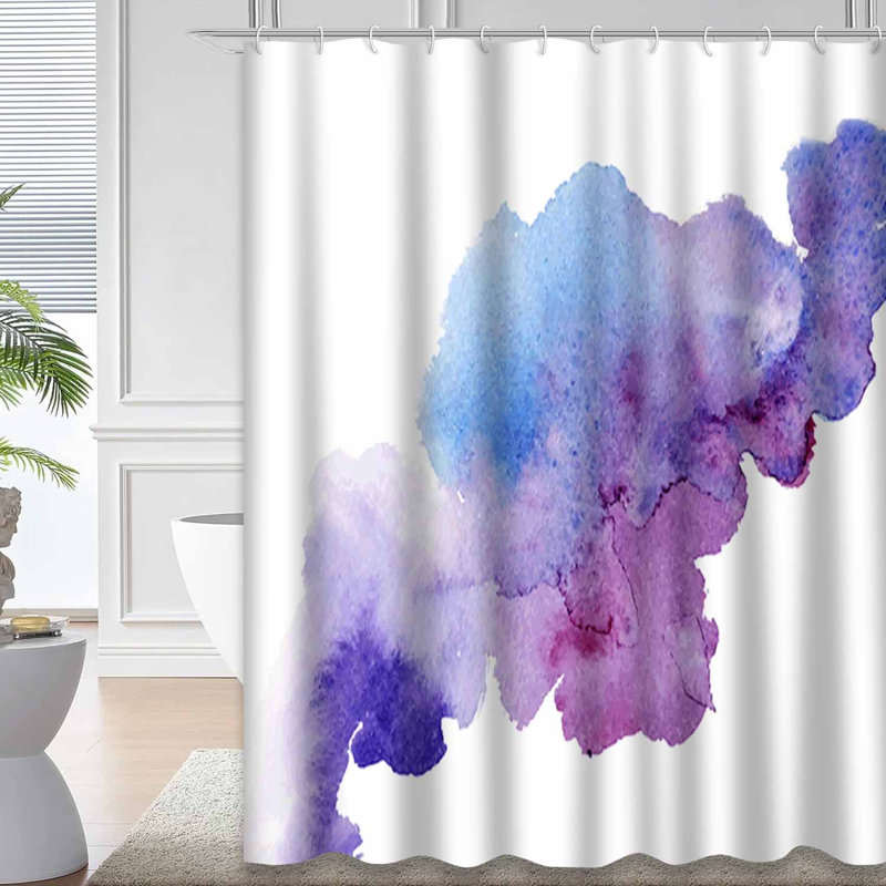 Rideau de douche bleu imperméable, rideaux de douche pour la salle de bain avec 12 crochets, L 72 po x l 72 po