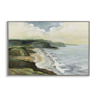 Irish Coast Cliffs Gray Framed Giclee Art by Silvia Vassileva
