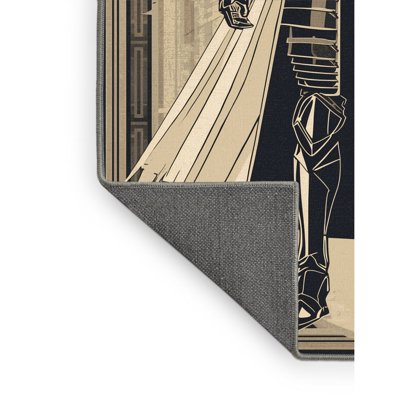 Tapis gris moelleux doux et moelleux Duque Paladin Warrior Starburst, 7 x 9