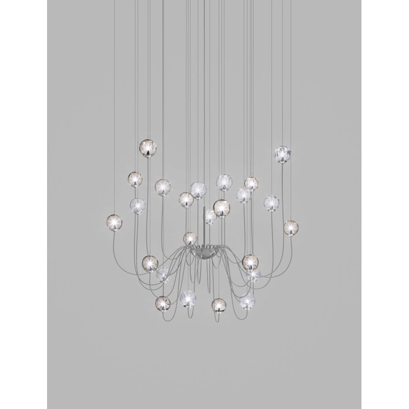 Puppet 24 - Light Chandelier, Smoky Transparent;Crystal Transparent, Glossy Chrome