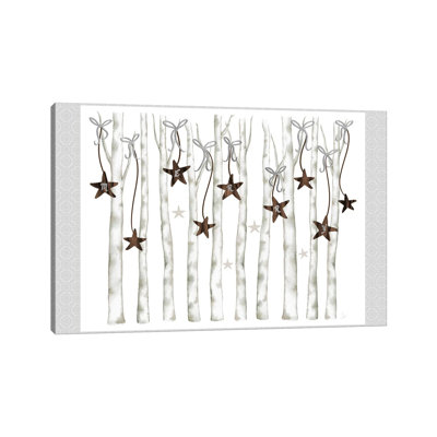 Merry and Bright Birch Trees I 1 Piece Wrapped Canvas Painting