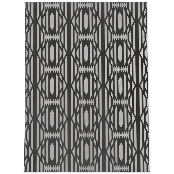 Geometric Charcoal/Black Slip Resistant Indoor / Outdoor Hard Pile Rugs George Oliver Rug Size: Runner 3' x 19