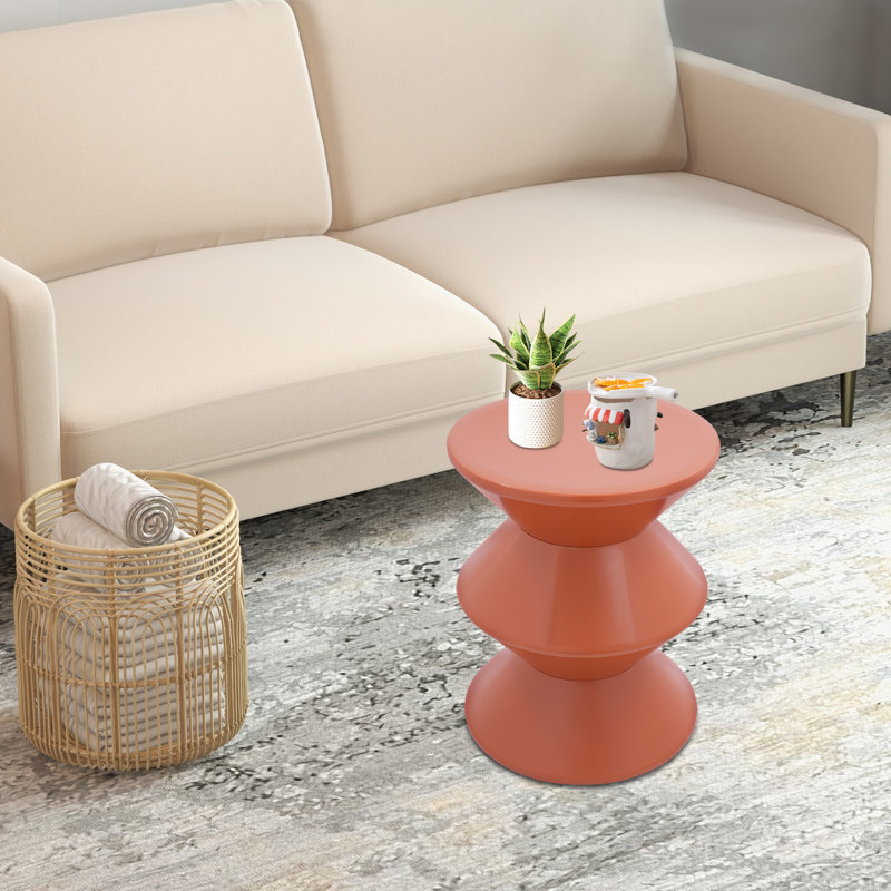 Modern Round Side/End Table, Orange