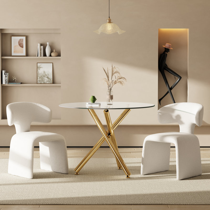 Ensemble de salle à manger Hoggan, 3 Pieces: Table, 2 Chairs, 29.5" H x 36" L x 36" W, Gold