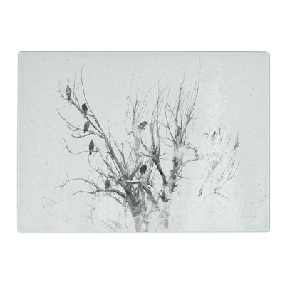 Tempered Glass Birds in the Trees Chopping Board