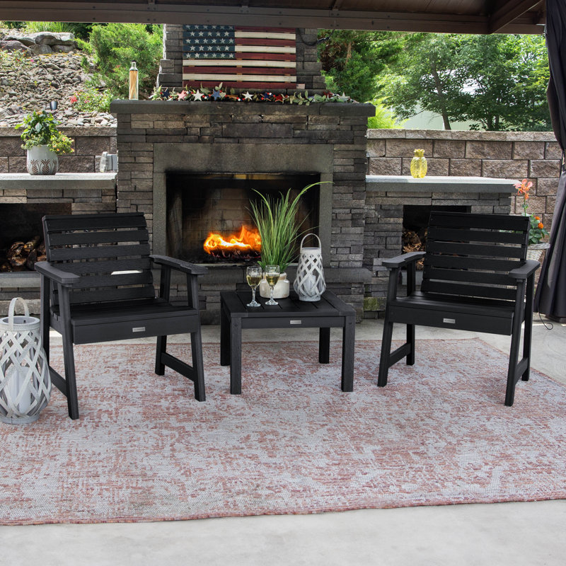 Anette 2 - Person Patio Conversation Set, Black