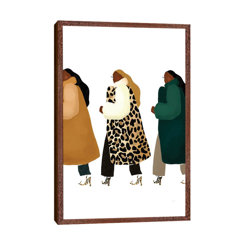 Material Girls 1 Piece Painting on Canvas, 101.6cm H x 66.04cm W x 3.81cm D, Classic Brown Wood Framed