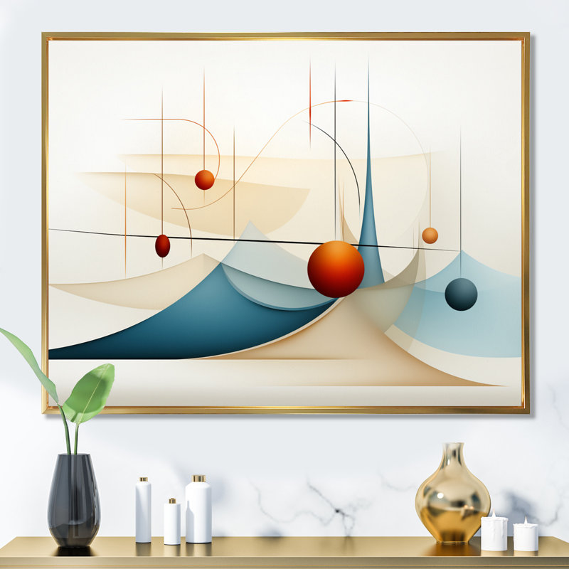«Red Moon Retro Celestial Landscape», reproduction sur toile, H 34 po x l 44 po x P 1,5 po, Cadre flottant doré