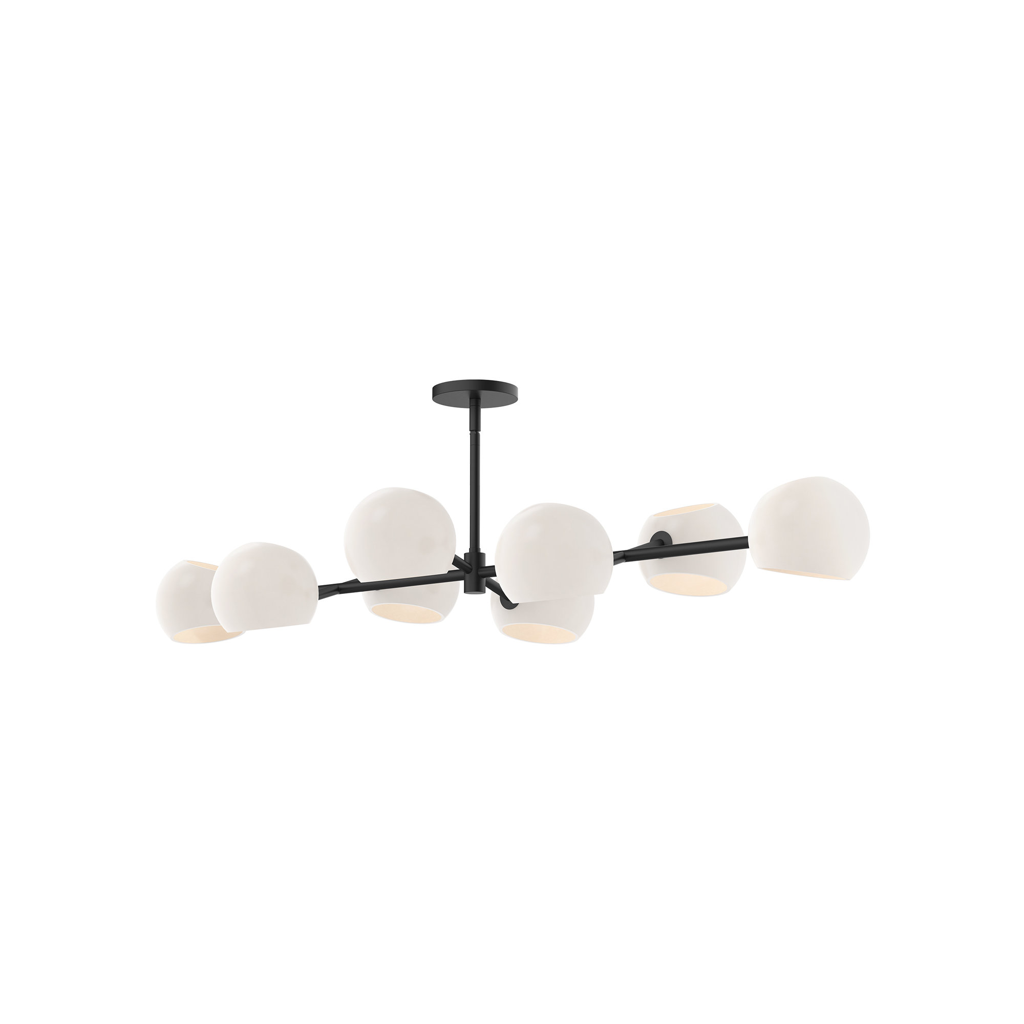Willow 8 - Light Metal Sputnik Chandelier, Opal Matte, Matte Black
