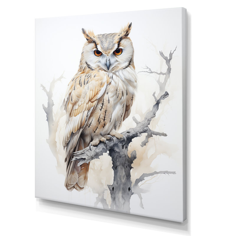 «Wise And Watchful Majestic Owl» sur impression sur toile, H 32 po x l 24 po x P 1 po, Toile tendue