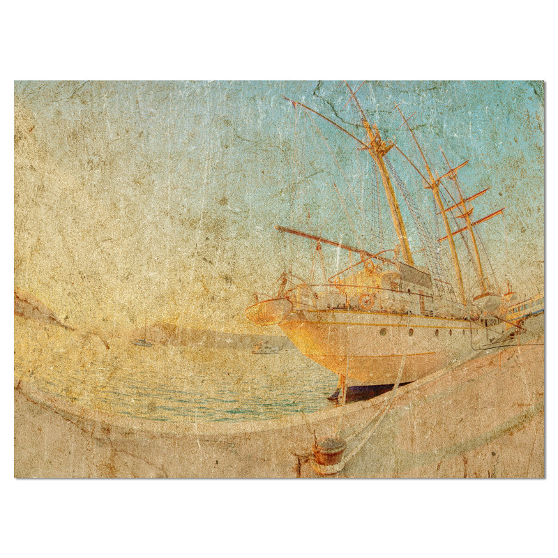«Old Sailing Ship in Sunlight» - reproduction, H 28 x l 60 po x P 1 po, Toile tendue