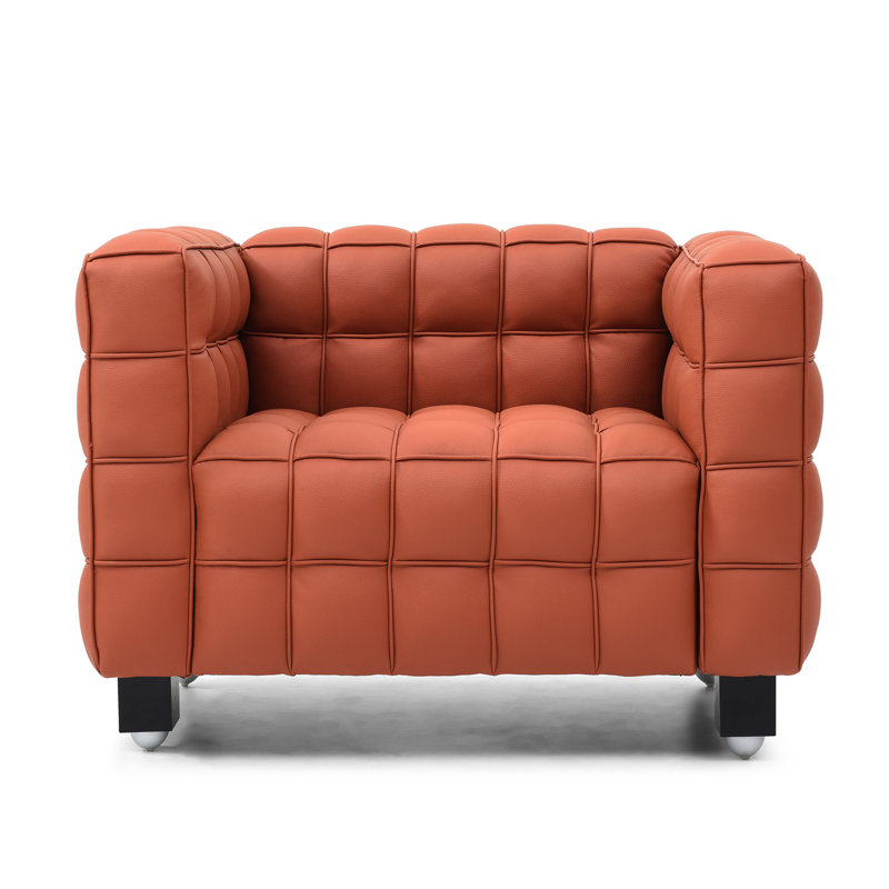 Latitude Run® Luxurious Vegan Leather Armchair, Cognac Leather
