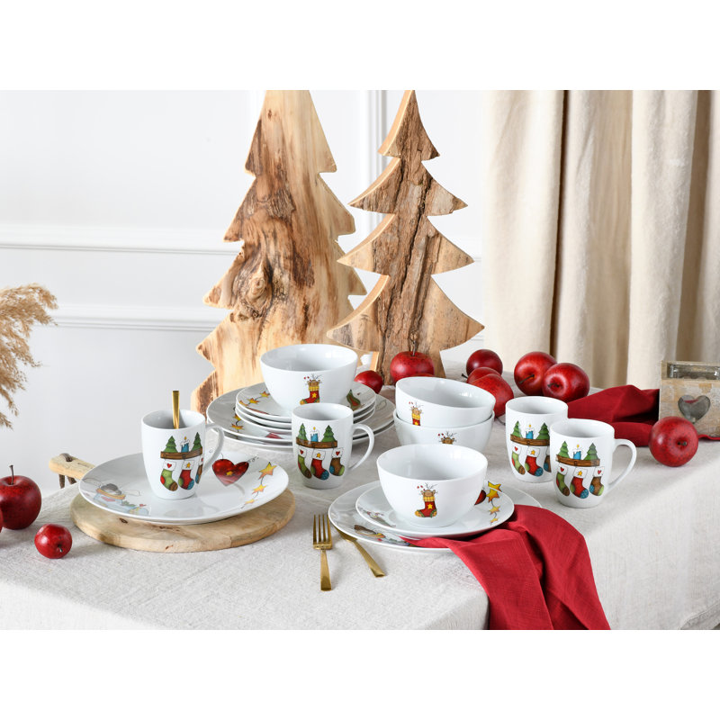 Luna Piece Porcelain China Dinnerware Set - Service for 4