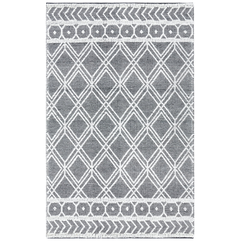 Farmington Natura Hand Woven Wool Cotton Geometric Rug in Cream/Gray, Rectangle 5' x 8'
