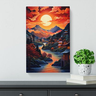 Japanese Sunset Cubism - Print