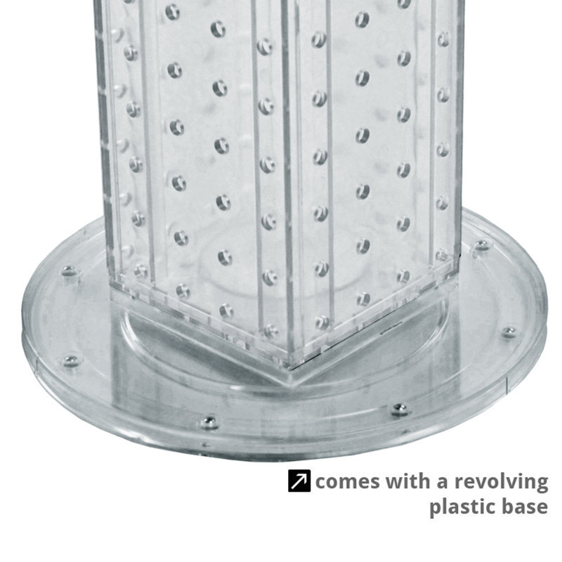 Compact Pink Revolving Pegboard Display Tower with 9" Base