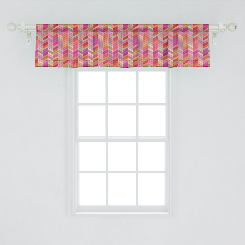 Ambesonne Chevron Valance Pack of 2 Angled Rectangle Pattern Multicolor, 54" W x 12" L