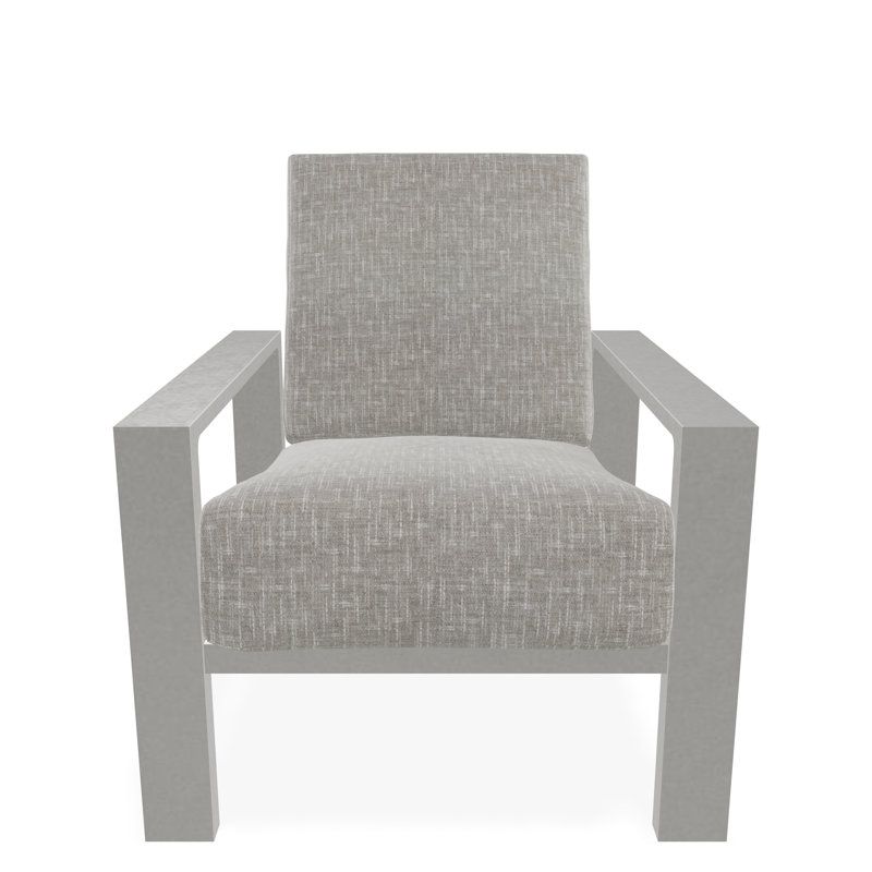 Larssen Deep Seating Cushion Arm Chair, Snow, Hither Pewter