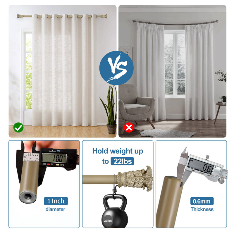 Tringle à rideaux simple ajustable Debolt, 28 po - L 48 po, Cottage