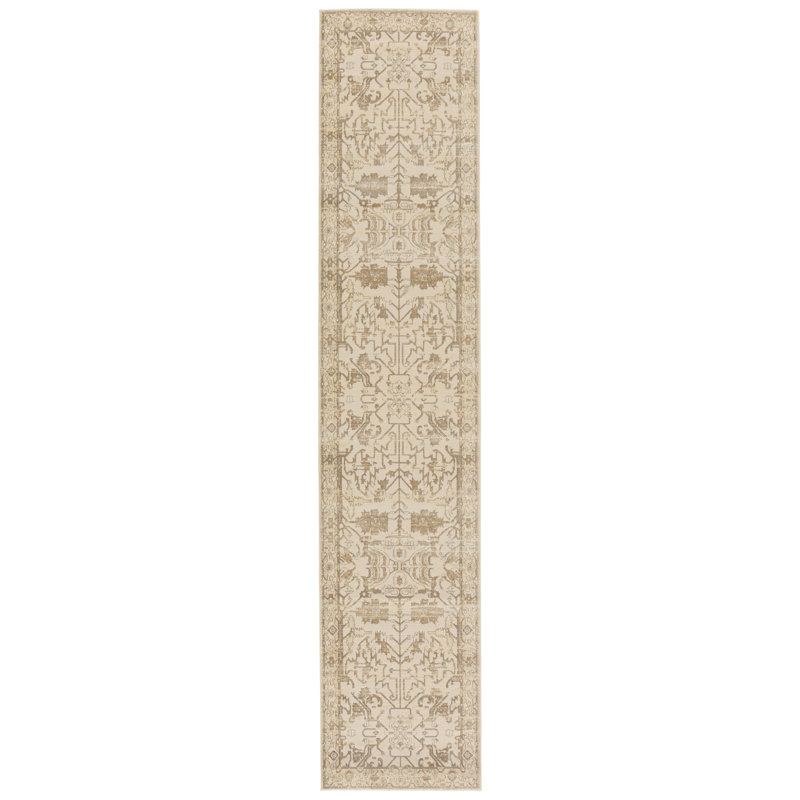 Tapis oriental crème / gris clair Cupertino, Tapis de couloir 2 pi 6 po x 12 pi