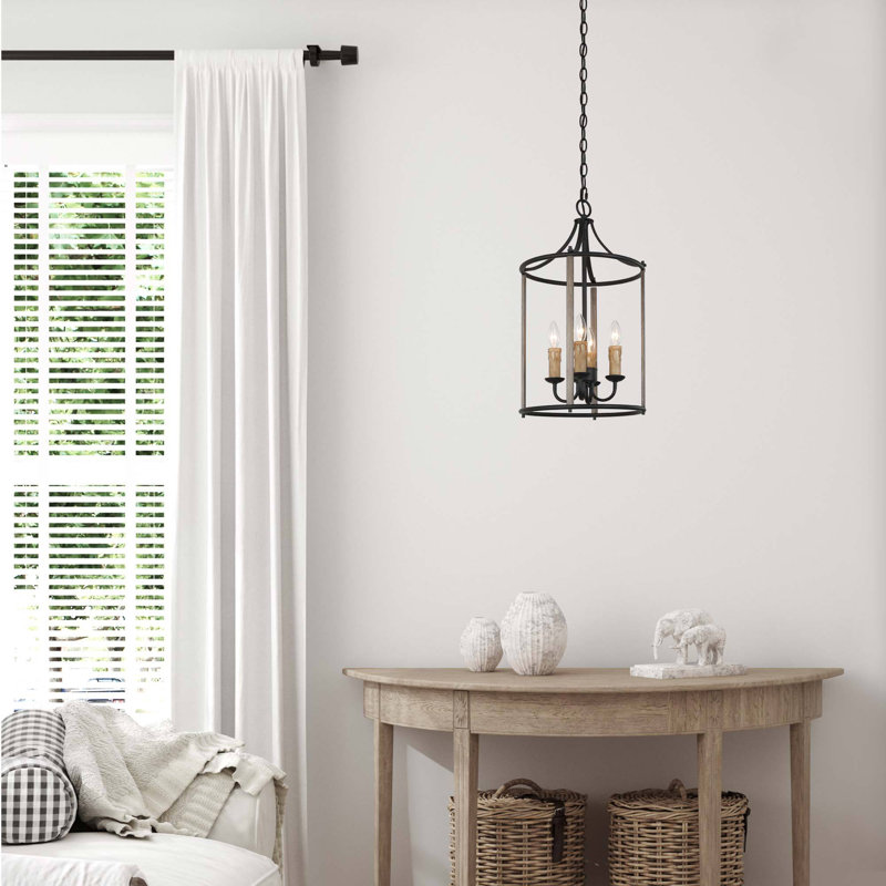Lustre tambour à 4 lumières Altheia, Structure circulaire noire