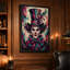 Art mural sur toile clown avec chapeau haut de forme et nœud papillon en bleu sarcelle et rose-1919564774