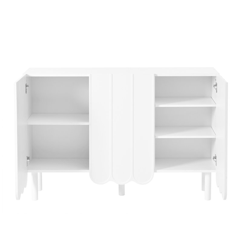 Armoire à chaussures ON-TREND style crème minimaliste avec 5 pieds en bois massif, Blanc
