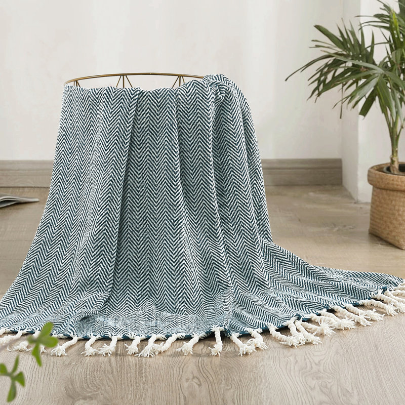 Jeté à chevrons texturé, Dusty Blue