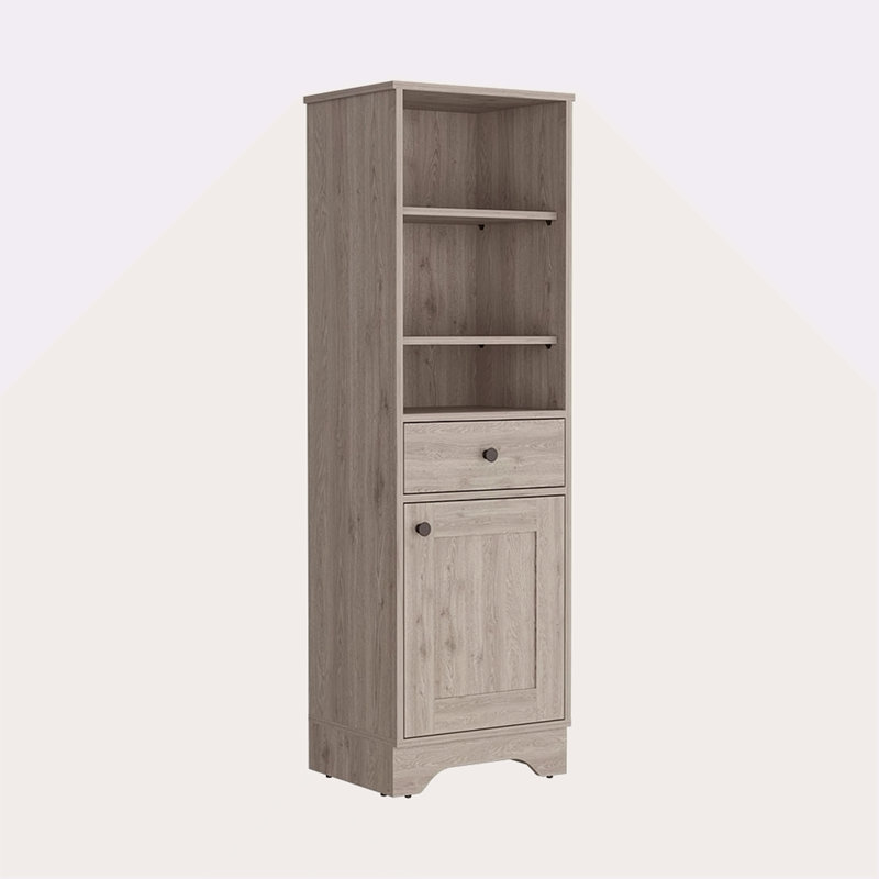 Armoire à linge brûlé, un tiroir, une armoire, plusieurs tablettes