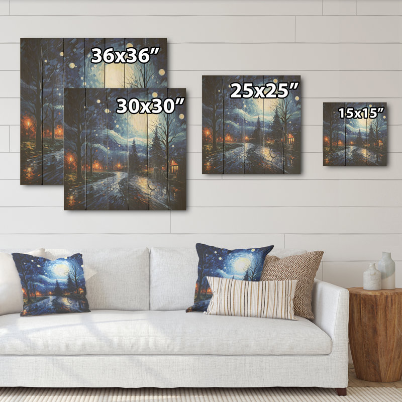 Sapphire bleu foncé - art mural en bois de route sur bois de pin naturel, H 15 po x l 15 po