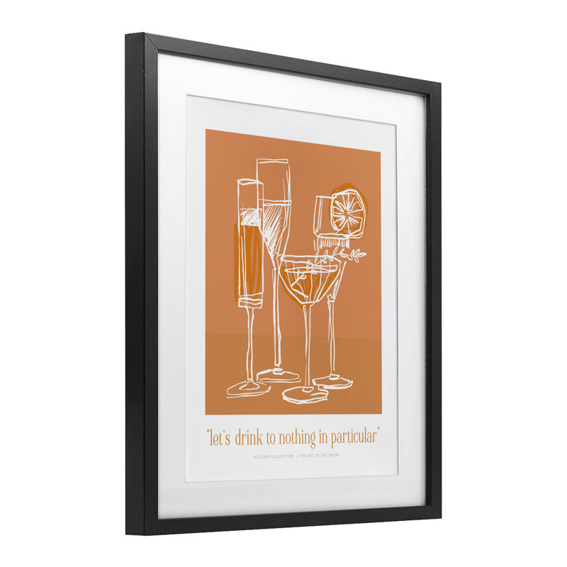 «Orange Drink Toast», impression encadrée sous verre, lettrée et doublée, Cadre noir minuit, H 16 po x l 13 po