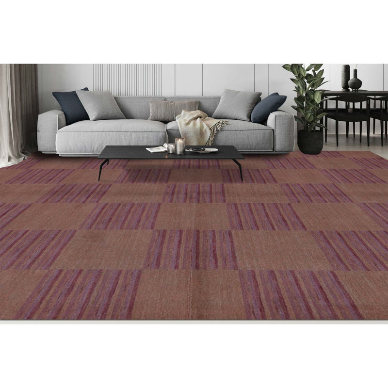 Hand Woven Wool Checkered Area Rug
