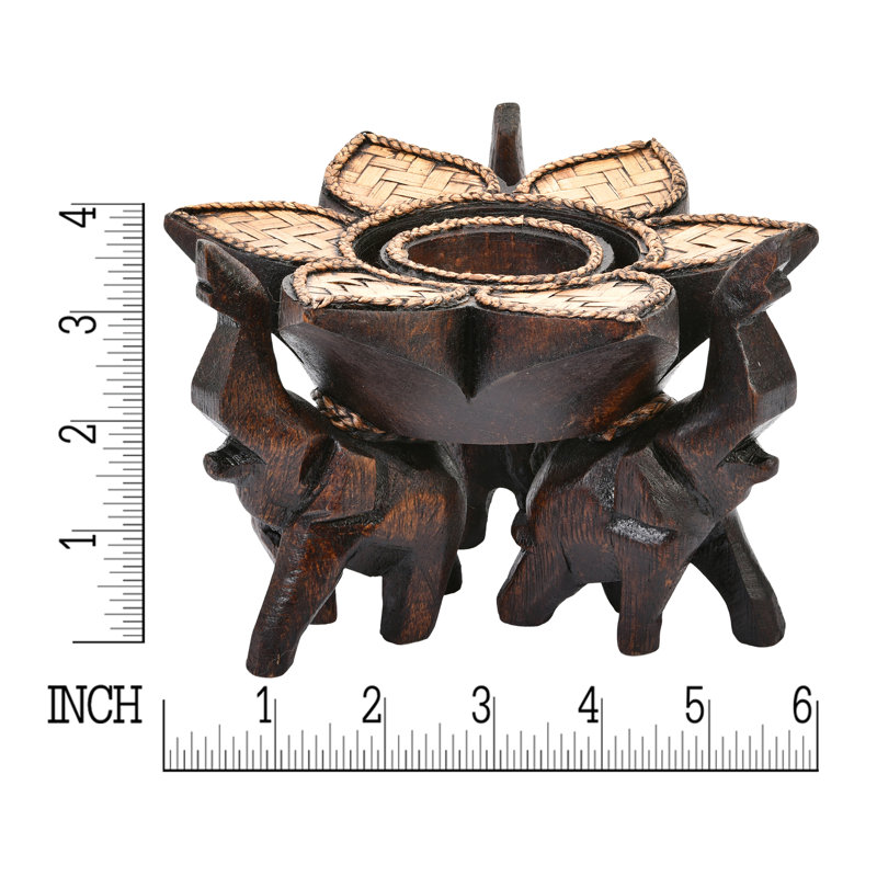 4'' H Wood Tabletop Tealight Holder