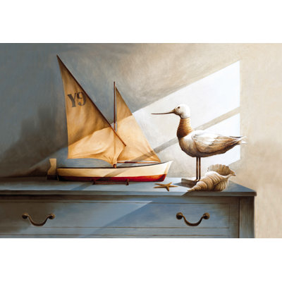Boat And Duck - Wrapped Canvas Print