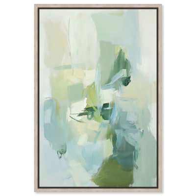 Pale Pine III Framed Canvas Print Green Abstract Art by Art Remedy, Natural Oak Frame, 10 x 15