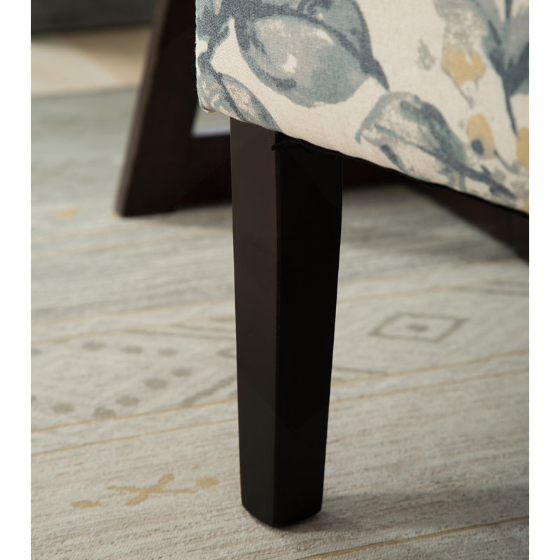Fauteuil d'appoint contemporain en tissu imprimé, feuilles bleues