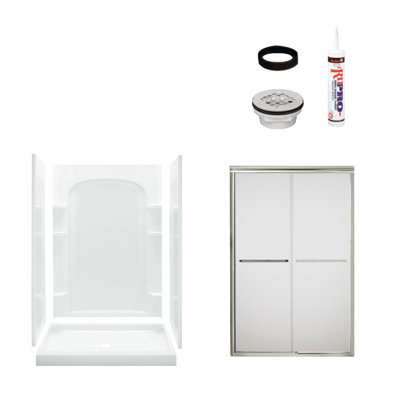 Cabine de douche rectangulaire avec cadre coulissant l 48 po x H 75,75 po Ensemble inclus