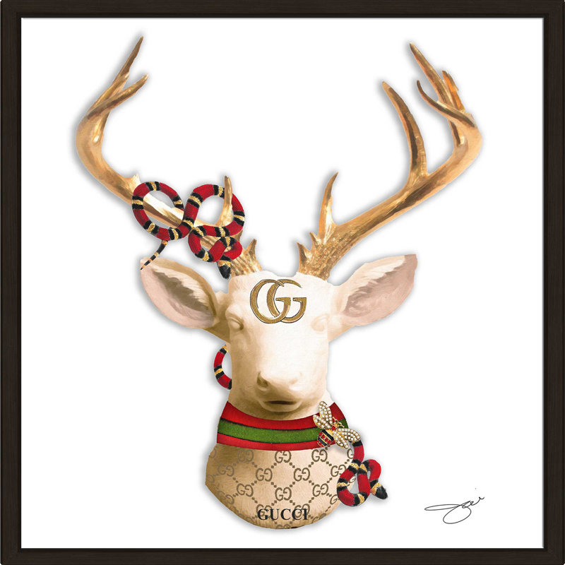 Gucci Deer (Square) par By Jodi - impression, H 39,5 po x l 39,5 po x P 2 po, Cadre flottant espresso