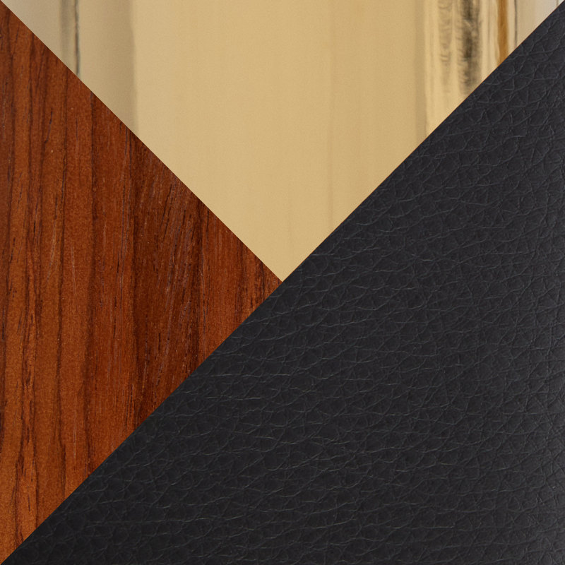 Chaise de bureau en métal doré, Or / noyer, Noir