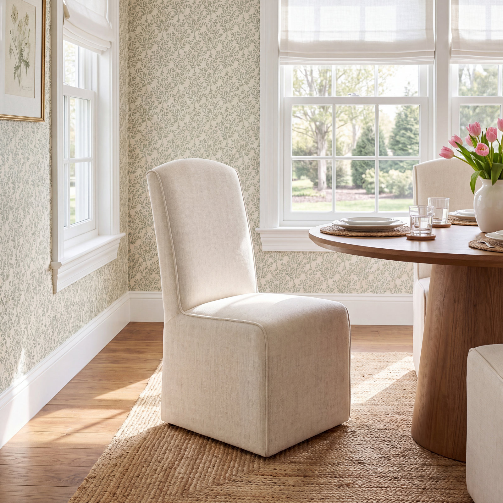 Deaton Upholstered Dining Chair, Off-White