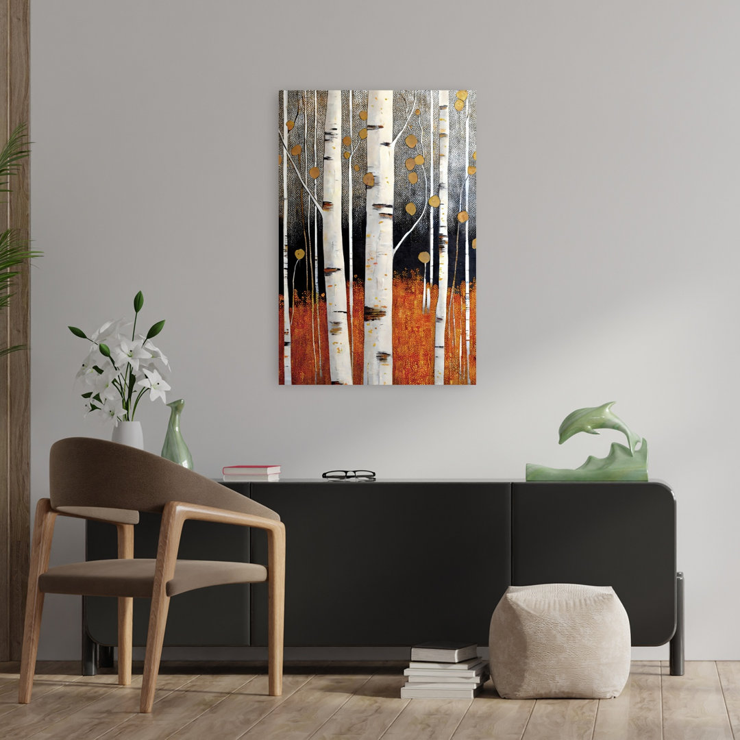 White Birch Forest Abstract Contemporary Wall Art Print