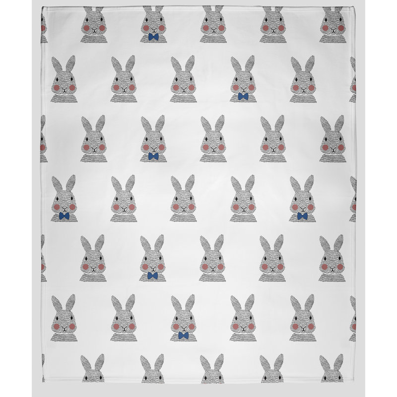  Couverture en molleton Bunny Fluffle, 60 po x 80 po, Bleu foncé / rouge