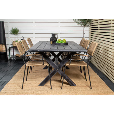 Jayce 6 - Person Acacia Solid Wood Dining Set