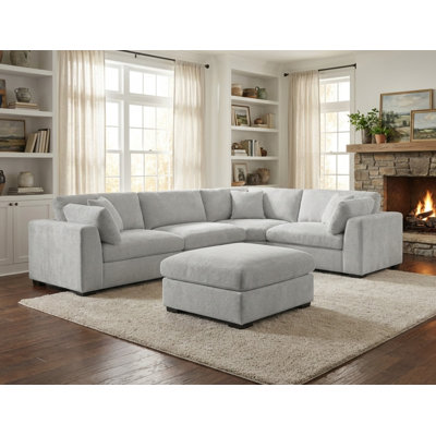 Canapé modulaire surdimensionné en L avec repose-pieds Cloud-Soft