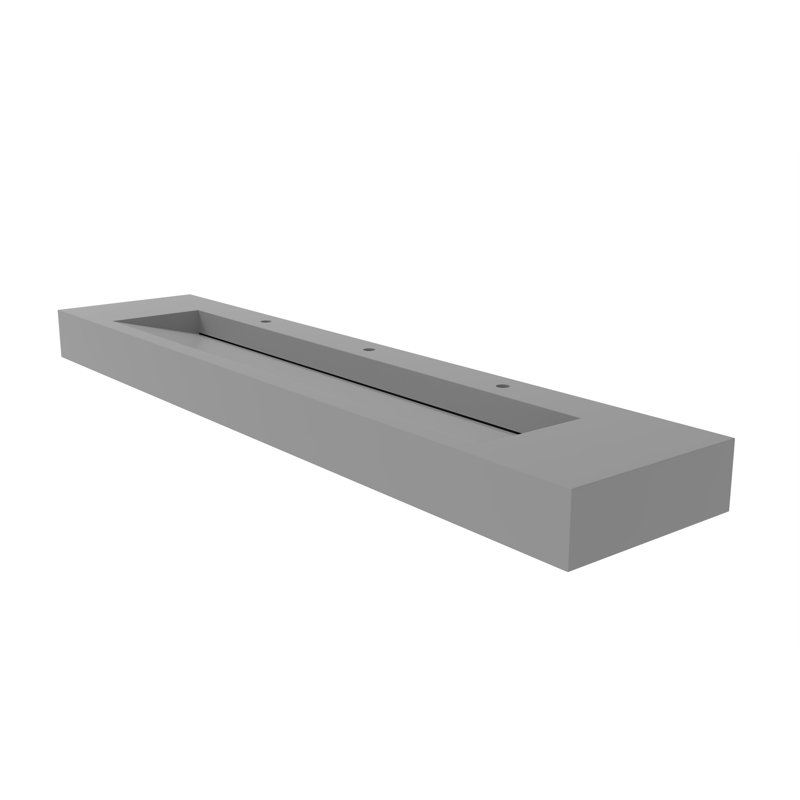Pyramid 84" Wall Mounted Rectangular Solid Surface Trough Bathroom Sink in Matte Finish - Gray, Gray