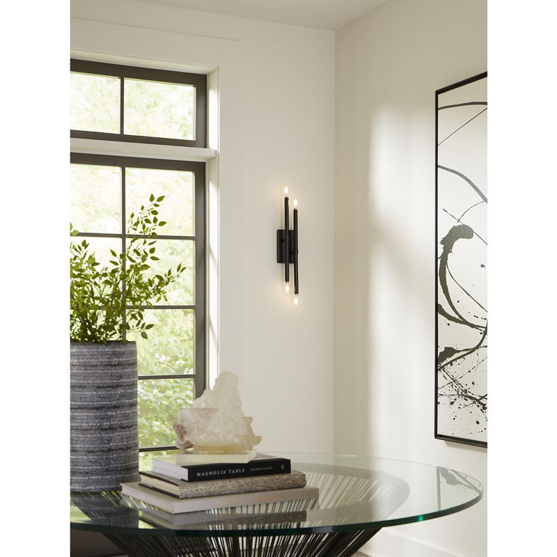Applique murale en acier Manvell, Noir mat