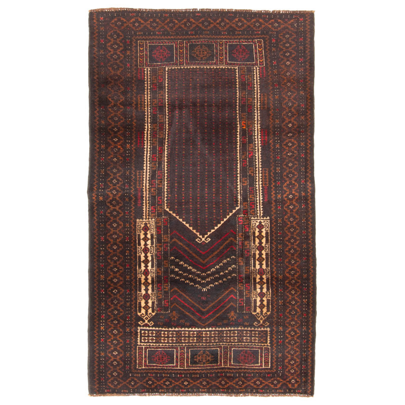 Tapis brun Teimani 3 pi 1 po x 5 pi 3 po