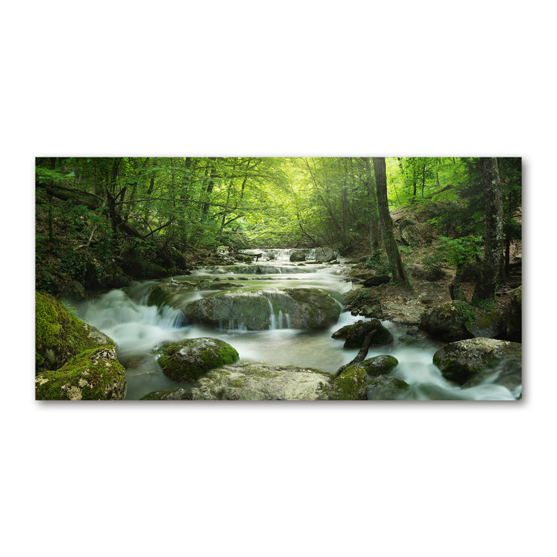 Waterfall In The Forest - Print, Wrapped Canvas, 70cm H x 140cm W x 2cm D