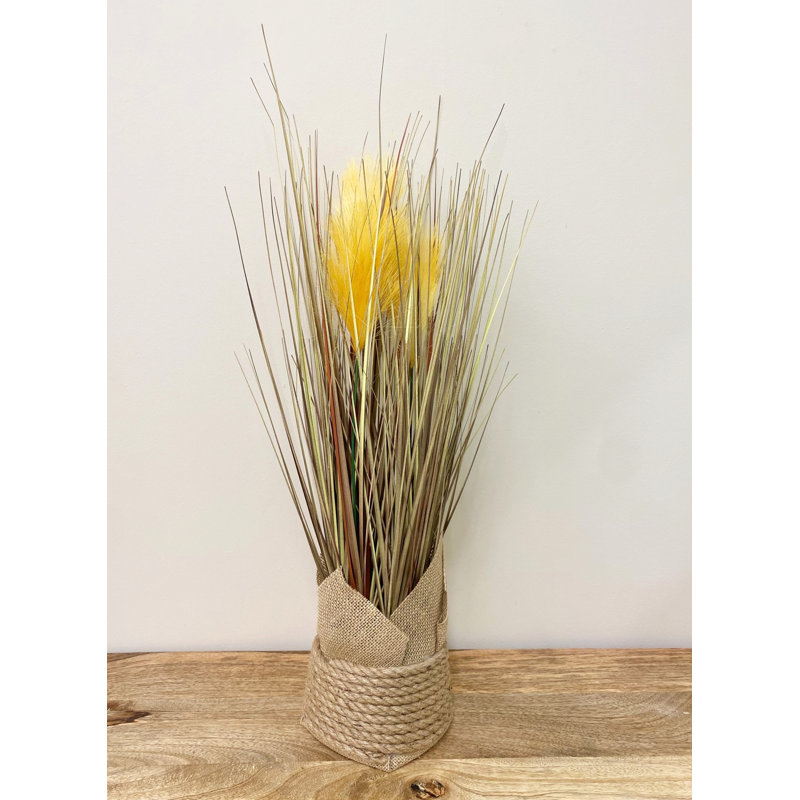 67cm Faux Pampas Grass Grass in Wood Pot